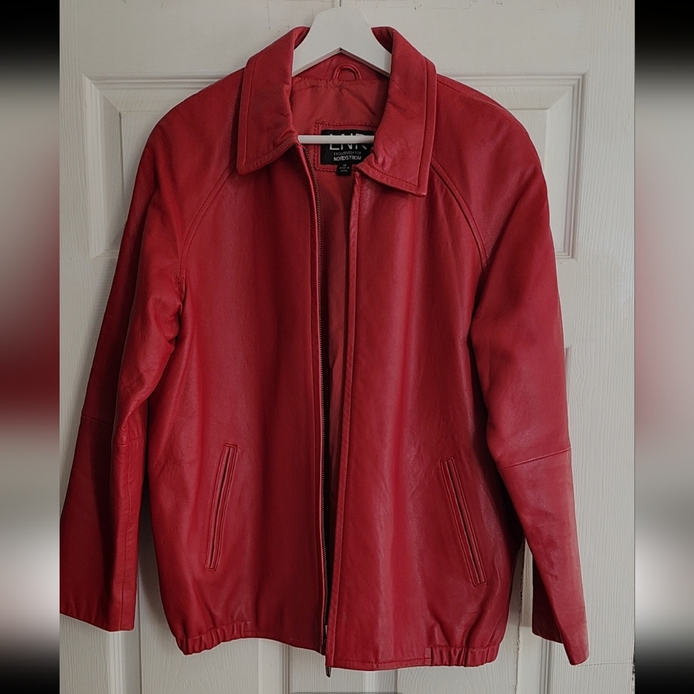 Red Leather BomberJacket